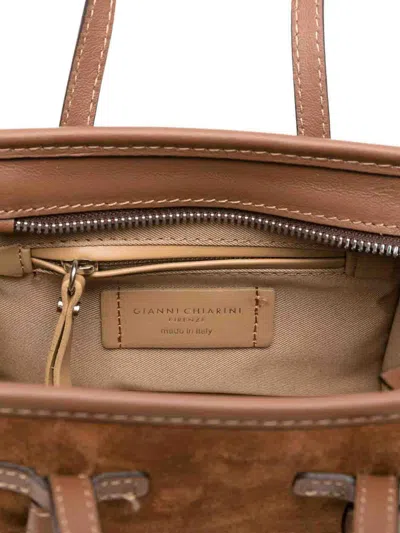 Gianni Chiarini Structured Brown Calfskin Shopper With Detachable Strap In Brown