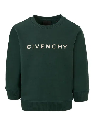Givenchy Green Sweatshirt For Kids With Logo In Green