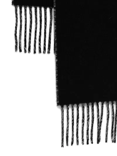 Jacquemus The Brushed Wrap Scarf With Fringed Detail In Black