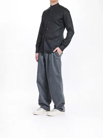 Karl Lagerfeld Koreana Lino Shirt In Black