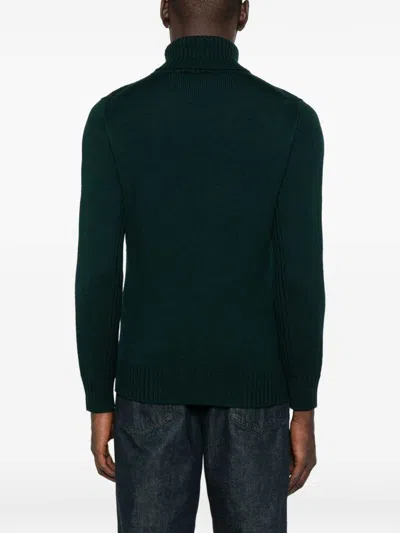 Kangra Cashmere Classic Turtleneck Sweater In Wool-cashmere Blend In Green