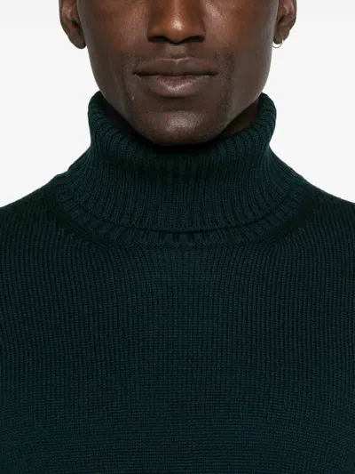 Kangra Cashmere Classic Turtleneck Sweater In Wool-cashmere Blend In Green