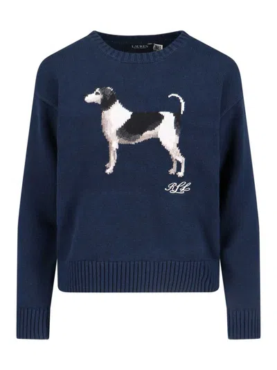 Ralph Lauren 'english Foxhound' Intarised Sweater In Blue