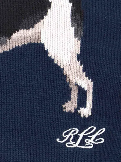 Ralph Lauren 'english Foxhound' Intarised Sweater In Blue