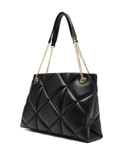 Love Moschino Quilted Black Shoulder Bag With Gold-tone Accents In Black