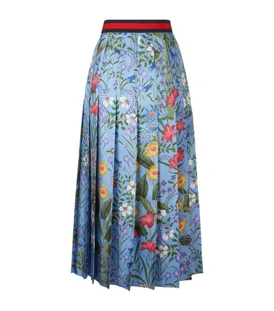 Shop Gucci Floral Print Pleated Skirt