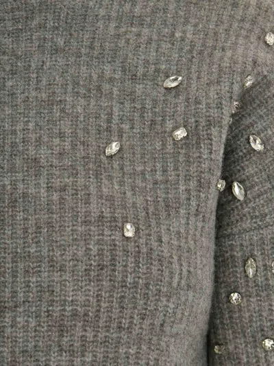 Liu •jo Liu Jo Textured Knit Sweater With Sparkling Embellishments In Gray