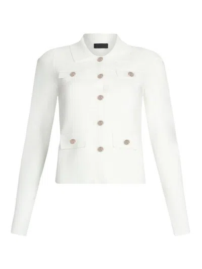Liu •jo Liu Jo Fitted White Jacket With Classic Collar And Decorative Buttons In Red