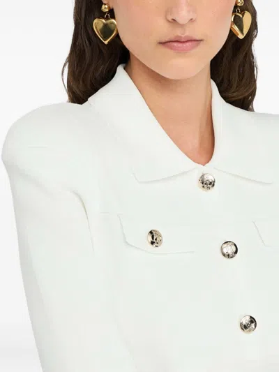 Liu •jo Liu Jo Fitted White Jacket With Classic Collar And Decorative Buttons In Red