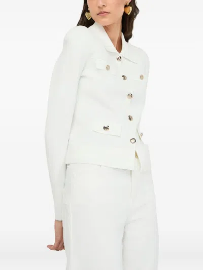 Liu •jo Liu Jo Fitted White Jacket With Classic Collar And Decorative Buttons In Red