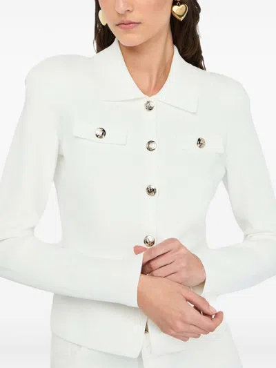 Liu •jo Liu Jo Fitted White Jacket With Classic Collar And Decorative Buttons In Red