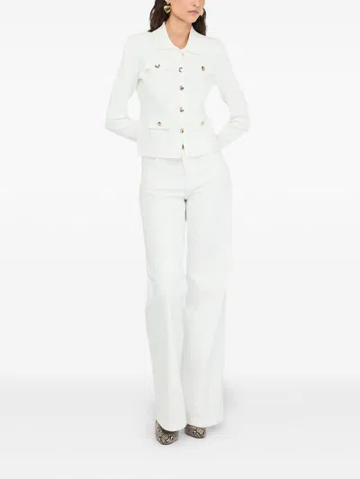 Liu •jo Liu Jo Fitted White Jacket With Classic Collar And Decorative Buttons In Red