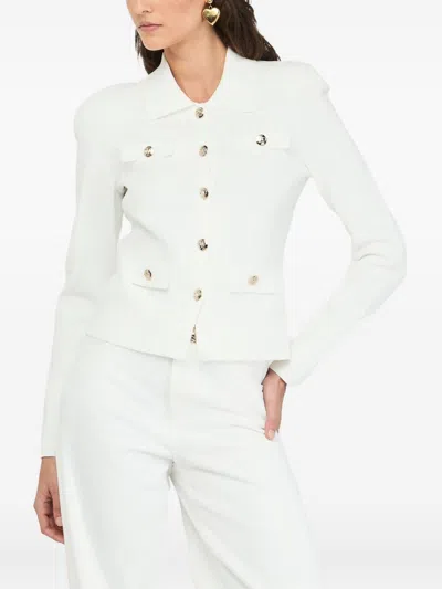Liu •jo Liu Jo Fitted White Jacket With Classic Collar And Decorative Buttons In Red