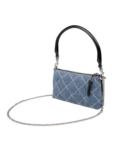 Marc Jacobs The Snapshot Quilted Denim Clutch Blue In Blue