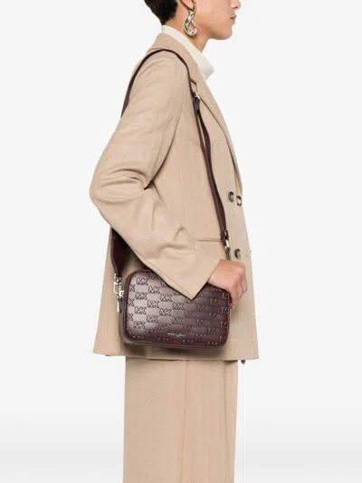 Michael Kors Burgundy Logo-embossed Lamb Leather Shoulder Bag In Red