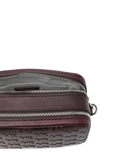 Michael Kors Burgundy Logo-embossed Lamb Leather Shoulder Bag In Red