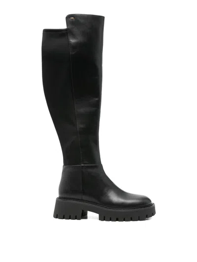 Michael Kors Leather Boot In Black