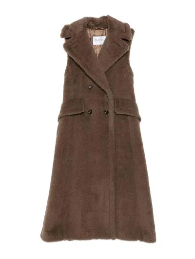 Max Mara Marrone Bronzo Alpaca Coat In Brown