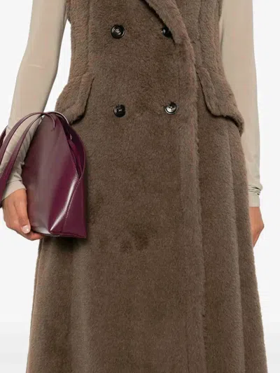 Max Mara Marrone Bronzo Alpaca Coat In Brown