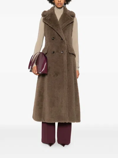 Max Mara Marrone Bronzo Alpaca Coat In Brown