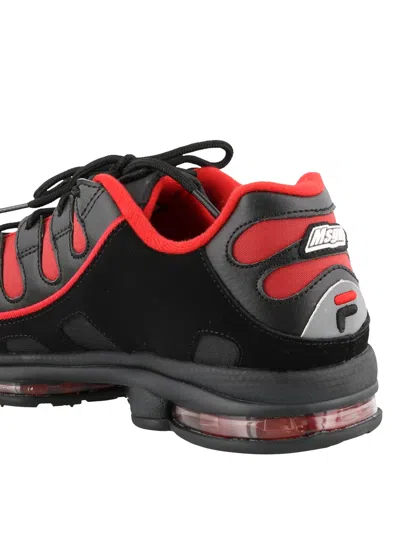 Msgm Silva Black Leather And Tech Fabric Sneakers In Black