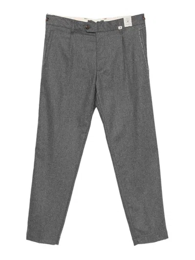 Myths Tailored Gray Trousers With Front Pleats In Gray