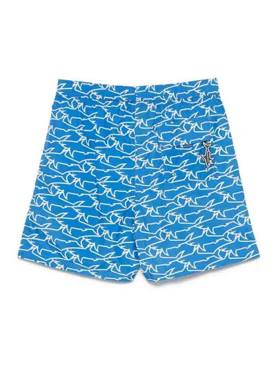 Paul & Shark Swimwear With Drawstring Waist And All-over Print In Blue