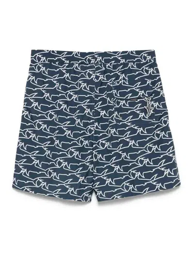 Paul & Shark Swim Trunks Print Drawstring Waistband In Blue