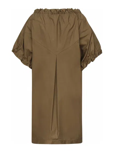 Pinko Short Poplin Tunic Dress In Brown