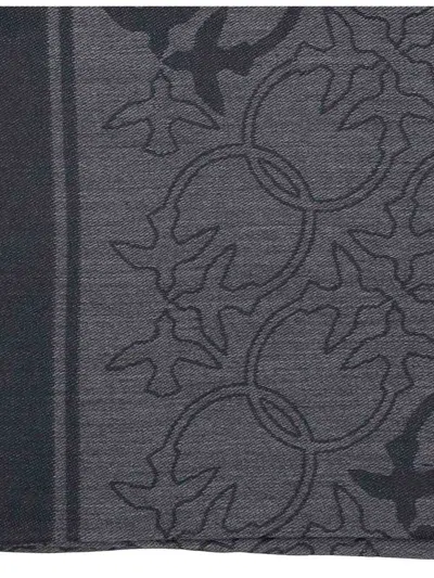 Pinko Viscose Blend Scarf With Love Birds Motif In Blue