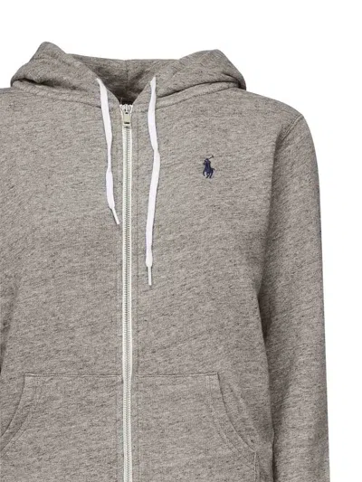 Polo Ralph Lauren Grey Zip-up Sweatshirt In Cotton Blend In Gray