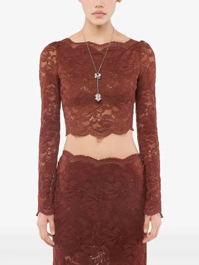 Rabanne Intricate Floral Lace Long-sleeve Top In Multi