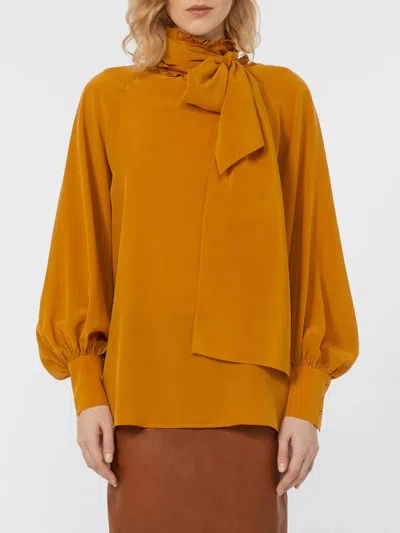 Weekend Max Mara Guido Ochre Silk Blouse In Yellow