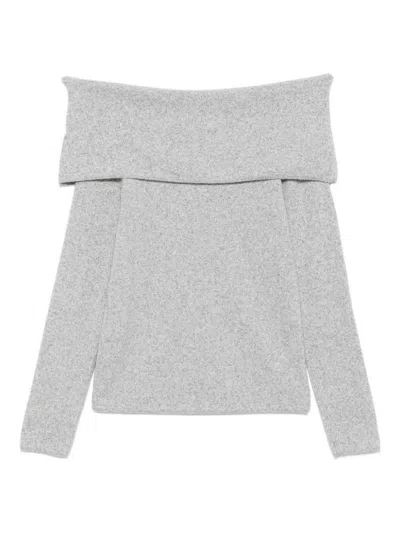 Seventy Grey Bardot Neck Sweater In Gray