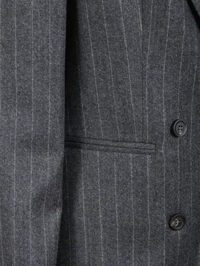 Peserico Pinstripe-pattern Double-breasted Jacket In Gray