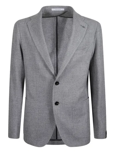 Tagliatore Jersey Jacket With Notch Lapel And Pockets In Gray
