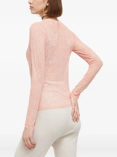 Hugo Boss Paisley-pattern Long-sleeve T-shirt In Pink