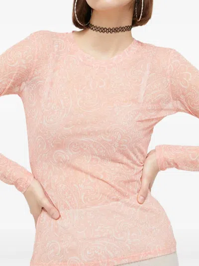 Hugo Boss Paisley-pattern Long-sleeve T-shirt In Pink