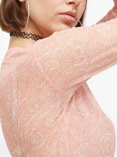 Hugo Boss Paisley-pattern Long-sleeve T-shirt In Pink