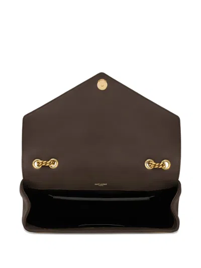 Saint Laurent Loulou Large Chevron Chain Shoulder Bag In Gray