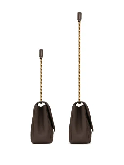 Saint Laurent Loulou Large Chevron Chain Shoulder Bag In Gray