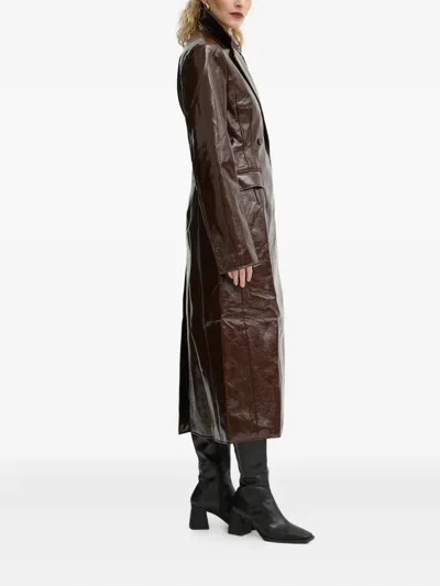 Herskind Double-breasted Collared Coat In Brown
