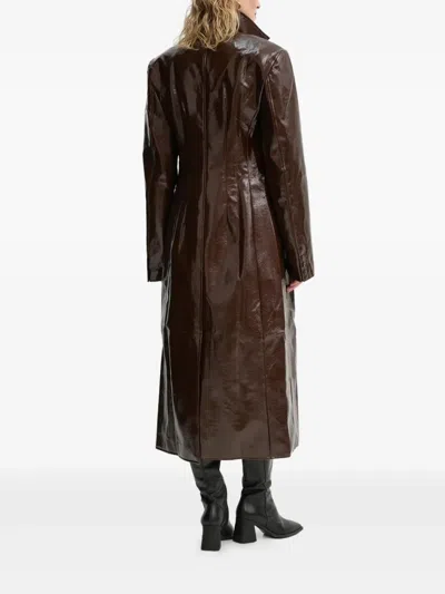 Herskind Double-breasted Collared Coat In Brown