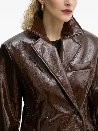 Herskind Double-breasted Collared Coat In Brown