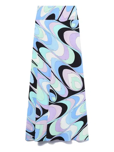 Pucci Onde-print Skirt In Blue