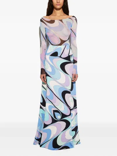Pucci Onde-print Skirt In Blue