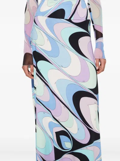 Pucci Onde-print Skirt In Blue