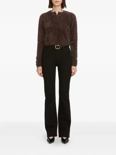 Frame Button-front Cardigan In Brown