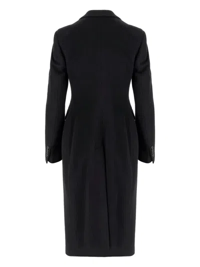 Tagliatore Double-breasted Coat Featuring Flap Pockets In Black