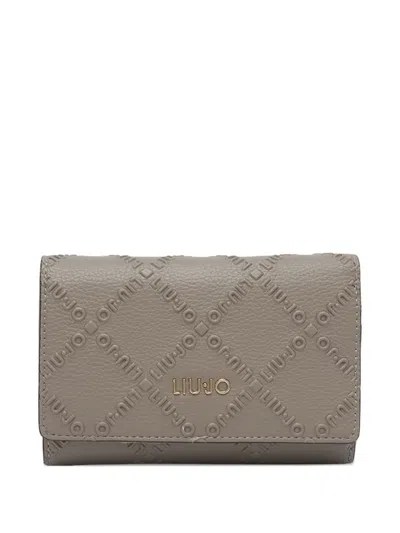 Liu •jo Logo Embossed Wallet In Gray